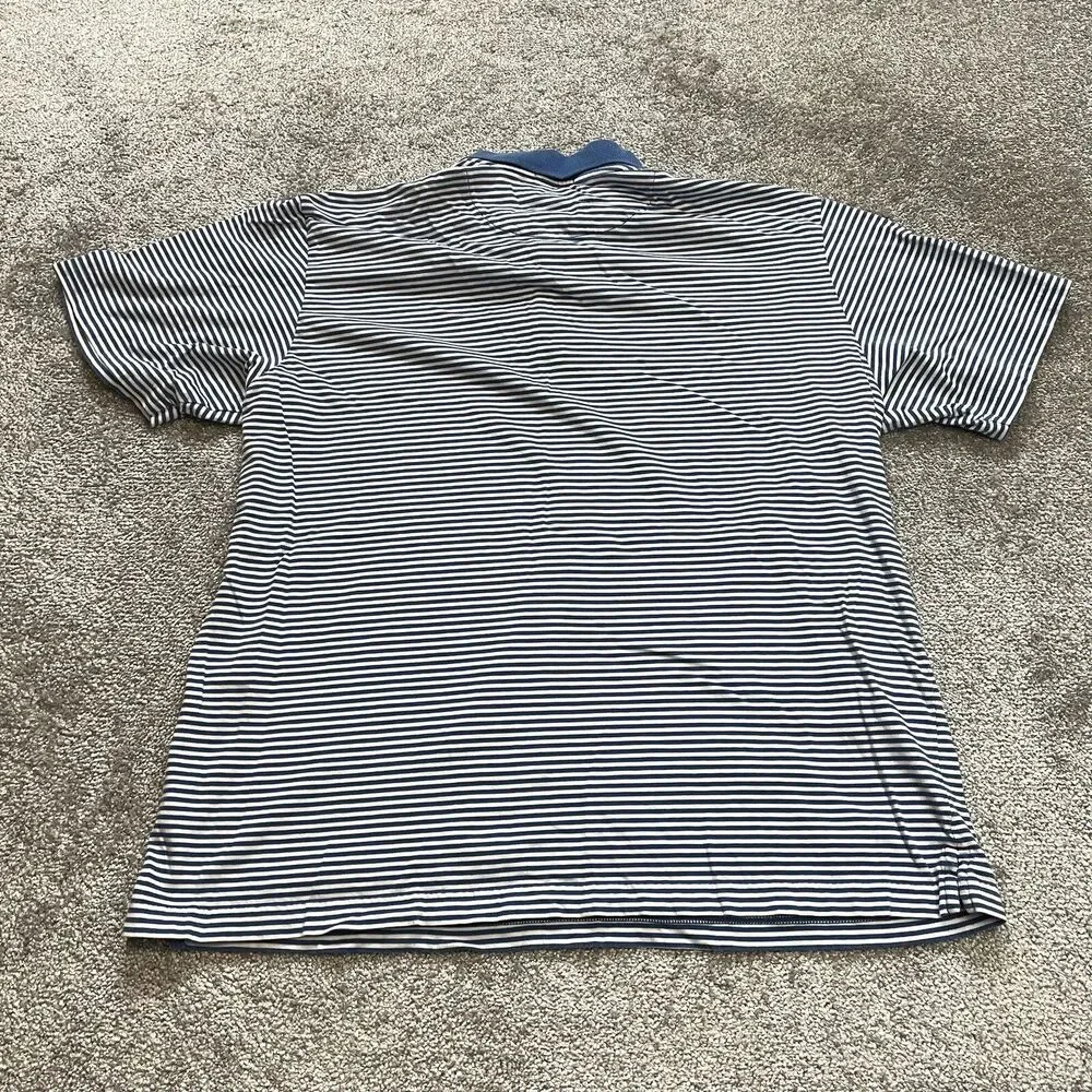 Club Room by Charter Club Polo Shirt Mens XL Blue Striped Pima Cotton Collared